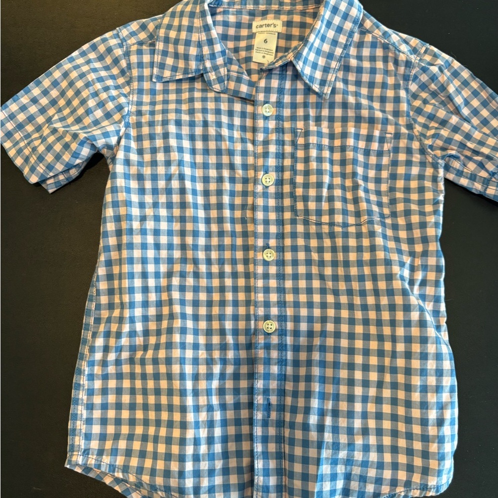 Carter's Kids Blue and Pink Plaid Button-Down Shirt
